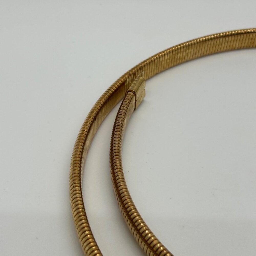 Vintage Snake Chain Stretch Belt Gold-tone Hammered Oval Buckle 80s Boho - Picture 11 of 15
